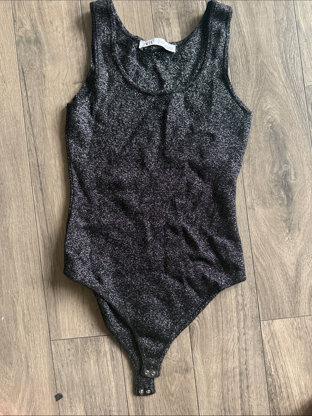 ZARA Black Sparkle Tank Bodysuit